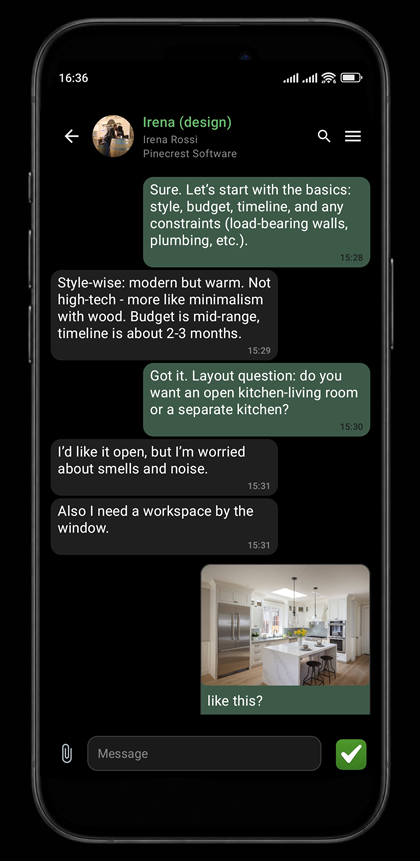 Core51 app screenshot: active chat